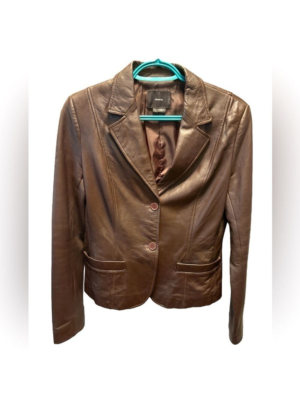 Identify Brown Leather Blazer Size 8